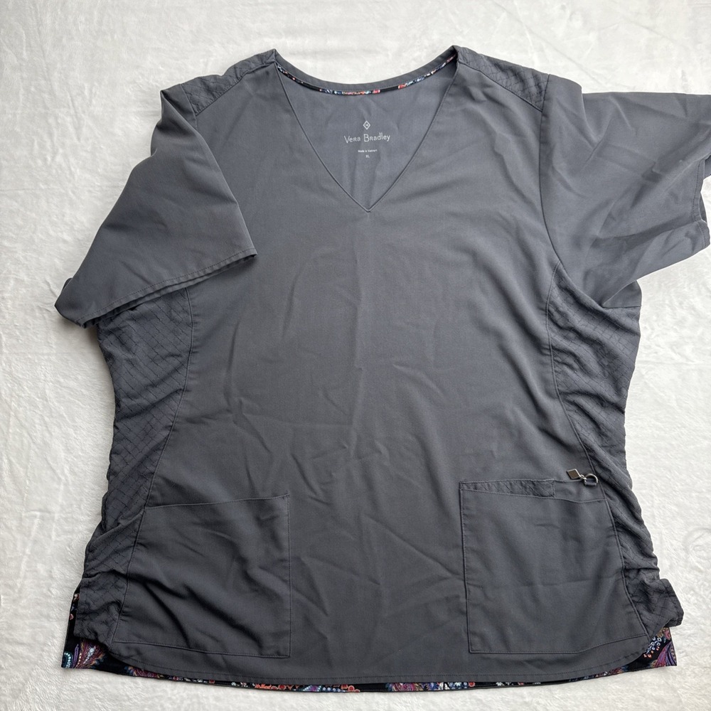 Set Of Vera Bradley Scrubs, Dk Gray, XL, Shirt V6109, Drawstring Pants, P‎ Large
